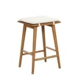 thumbnail image 3 of Nathan James Barker Counter Height Solid Wood Barstool with Upholstered Cushion, Backless Island Stool with Rubberwood Legs and Natural Textured Linen Upholstery for Kitchen, Brown/White, Set of 2, 3 of 4