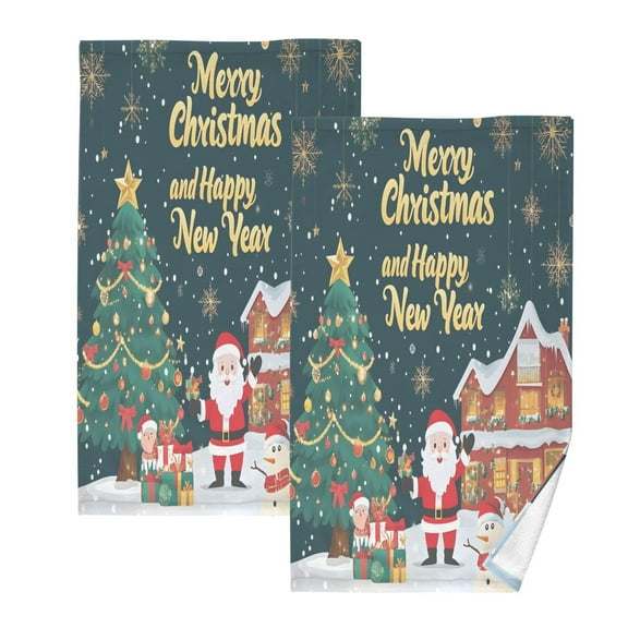 joogoo 2 PCs Hand Towels Sets Christmas Tree Snowman Cotton Face Towel Bathroom Decorative
