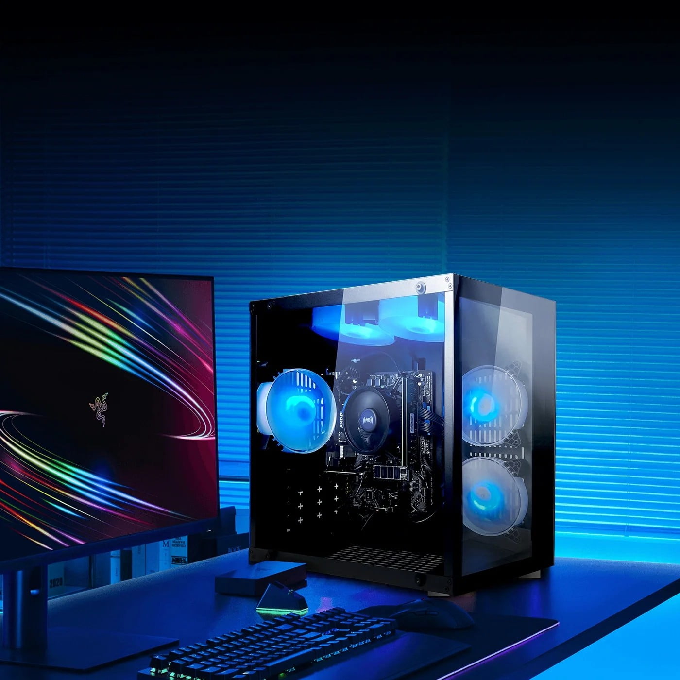 ICEWOLF Gaming Desktop PC AMD Ryzen 7 5700G Radeon Vega graphics,16GB Ram 1TB SSD,WIFI BT ARGB Fans Win 11 Pro