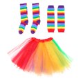 thumbnail image 3 of Falda de tul para adultos: vestido de tutú de ballet en capas con lazo colorido, guantes largos, medias y tirantes, accesorio de disfraces., 3 of 5