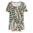 thumbnail image 4 of Aloohaidyvio Plus Size Shirts for Women,Women's Soft Flower Pleated T Shirts Summer Short Sleeve Round Neck Casual Tops 2024 Trendy Loose Basic Tee Blouse, 4 of 4