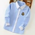 thumbnail image 4 of CYRBOKO Boys Button Down Shirts with Bow Tie, Formal Cotton Long Sleeve Picture Day School Uniform Shirts Blue Size 9-10 T, 4 of 8