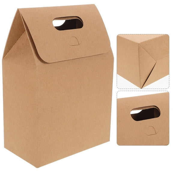 LABSERRON 1Set Pastry Bags for Baked Goods Paper Rectangular Khaki for Birthdays 11.4x5.5x3.1in