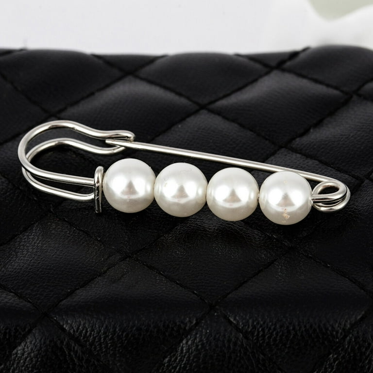 Linyer 3 Pieces Pearl Brooch Pins Pearl Pins Brooch Set Jewelry Accessories White, Women's, Silver