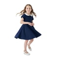 thumbnail image 2 of mgoYE 2t Girl Dress Easter Girl's Peter Pan Collar Dress Short Sleeve Casual Flare Skater Dresses(Navy,7-8 Years), 2 of 6