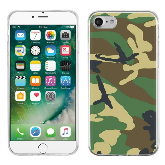 Slim-Fit Case for Apple iPhone 8, OneToughShield ® Premium TPU Gel Phone Case - Camouflage Green