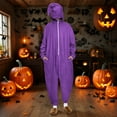 thumbnail image 2 of FAWUUDO Onesie Adult Unisex Christmas Zipper Pajamas Animals One Piece Homewear for Women Men Purple, 2 of 9