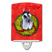 Caroline's Treasures SS4167CNL Schnauzer Cristmas Wreath Ceramic Night Light, 6x4x3", multicolor