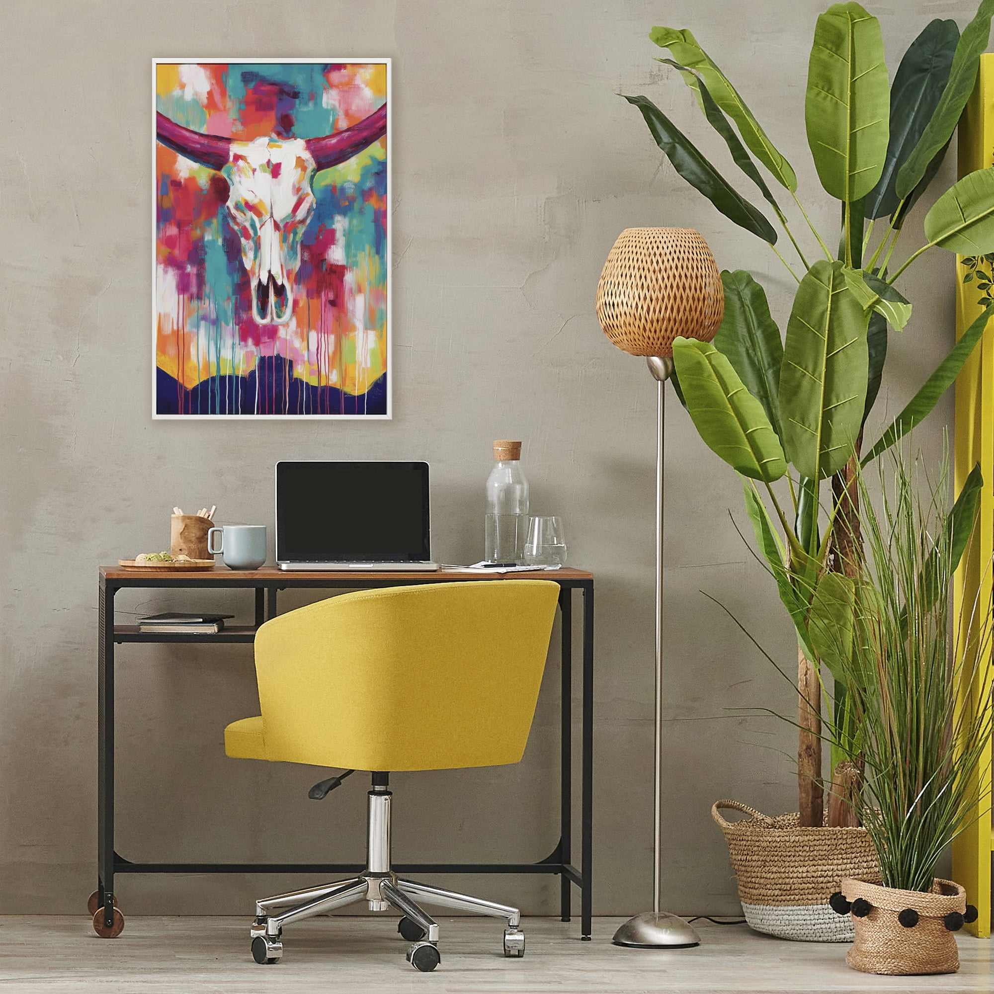 Stupell Industries Spirit Of The West Skull White Framed Giclee Art, design by Chromatic Storm Studio