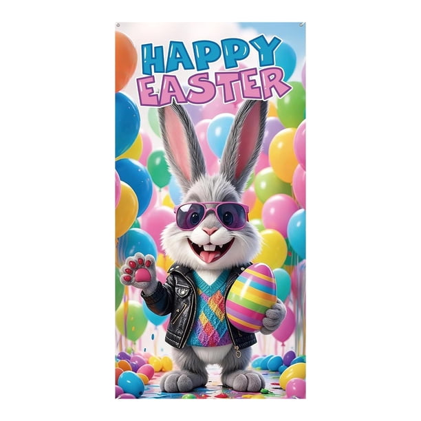 Decoraciones de Pascua para Casa Cubierta de Puerta Al Aire Libre 180x90cm Puerta de Poliéster Colgando para Decoraciones de Fiesta de Pascua