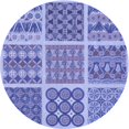 thumbnail image 1 of Ahgly Company Machine Washable Indoor Round Transitional Jeans Blue Area Rugs, 4' Round, 1 of 7