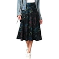 thumbnail image 2 of Bibifish Womens A-Line Long Skirts Print Pattern Side Pockets Elastic Waist Loose-Fit Cut Casual Skirts, 2 of 8