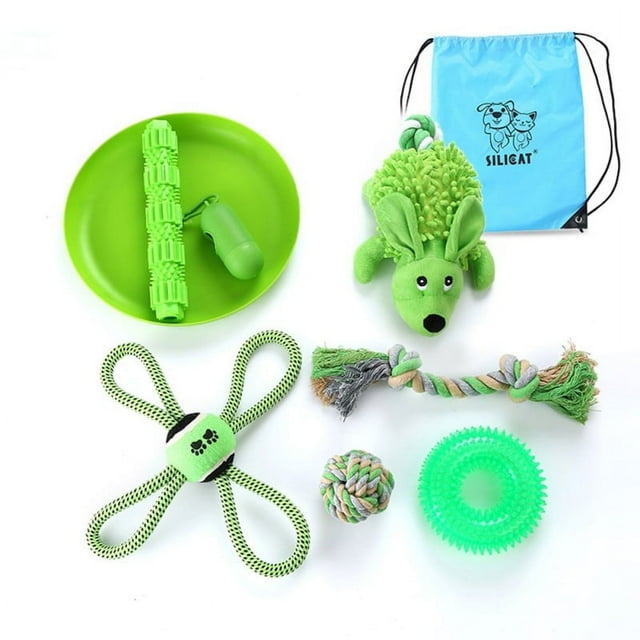PENGXAING Pet Dog Interactive Toy In The Same Color Set Cotton Rope and Plastic Flannel Ball Chew Toy Combo Pack Randomly