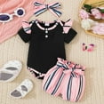 thumbnail image 2 of Zanarzt Baby Girl Clothes Newborn Set Baby Girl Crawling Clothes Comfortable Breathable Casual Suit Crawling Clothes 3PCS Black,3-6 Months, 2 of 7