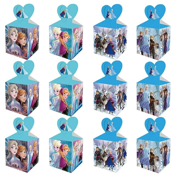 12 Pcs Elsa Princess Party Candy Boxes for Anime Theme Birthday Party Supplies Decor,Girls Kids Birthday Game Party Kraft Paper Gift Bag Decoration