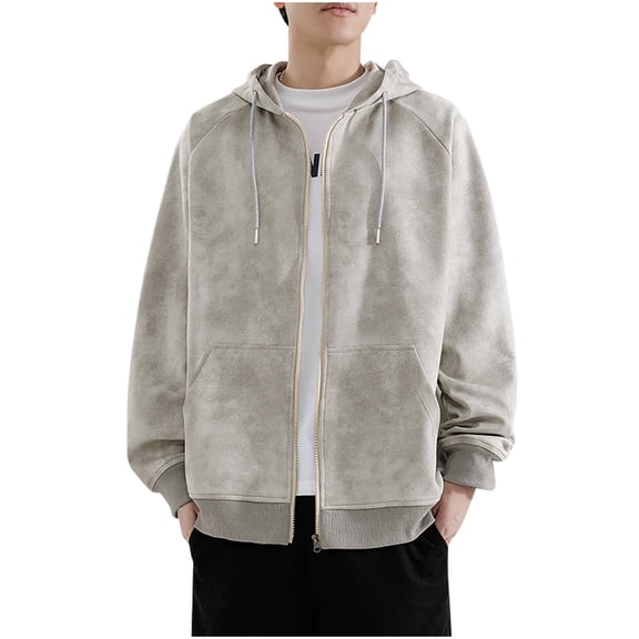 Dvprdro Hoodie for Men Long Sleeve Soft Loose Fit Hooded Sweatshirts Casual Comfy Full Zip Drawstring Jacket with Pocket