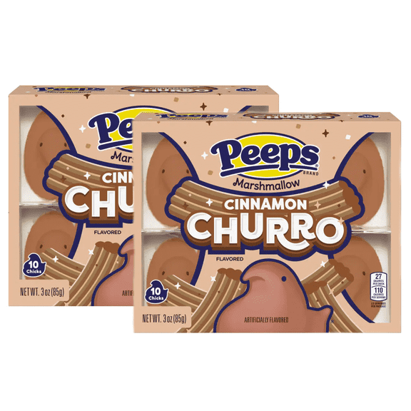 Peeps Marshmallow Chicks Cinnamon Churro Flavor New! 2 pack