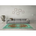 thumbnail image 3 of Ahgly Company Machine Washable Indoor Rectangle Persian Turquoise Blue Traditional Area Rugs, 2' x 5', 3 of 4