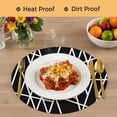 thumbnail image 4 of Black Geometric Round 13 Inch Placemats Set of 4, Abstract Stripes Modern Simple HeatResistant Non Slip Place Mats for Dining Table, Wipeable Braided Kitchen Table Mats for Housewarming, 4 of 9