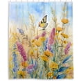 thumbnail image 2 of FREEAMG Butterfly Flower Shower Curtain, Waterproof Fabric Shower Curtains with 12 Hooks for Bathroom Hotel Spa Home Decor, 60 x 72 Inch, 2 of 6