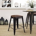 thumbnail image 5 of Gymax 2 PC Metal Wood Counter Stool Kitchen Dining Bar Chairs, 5 of 10