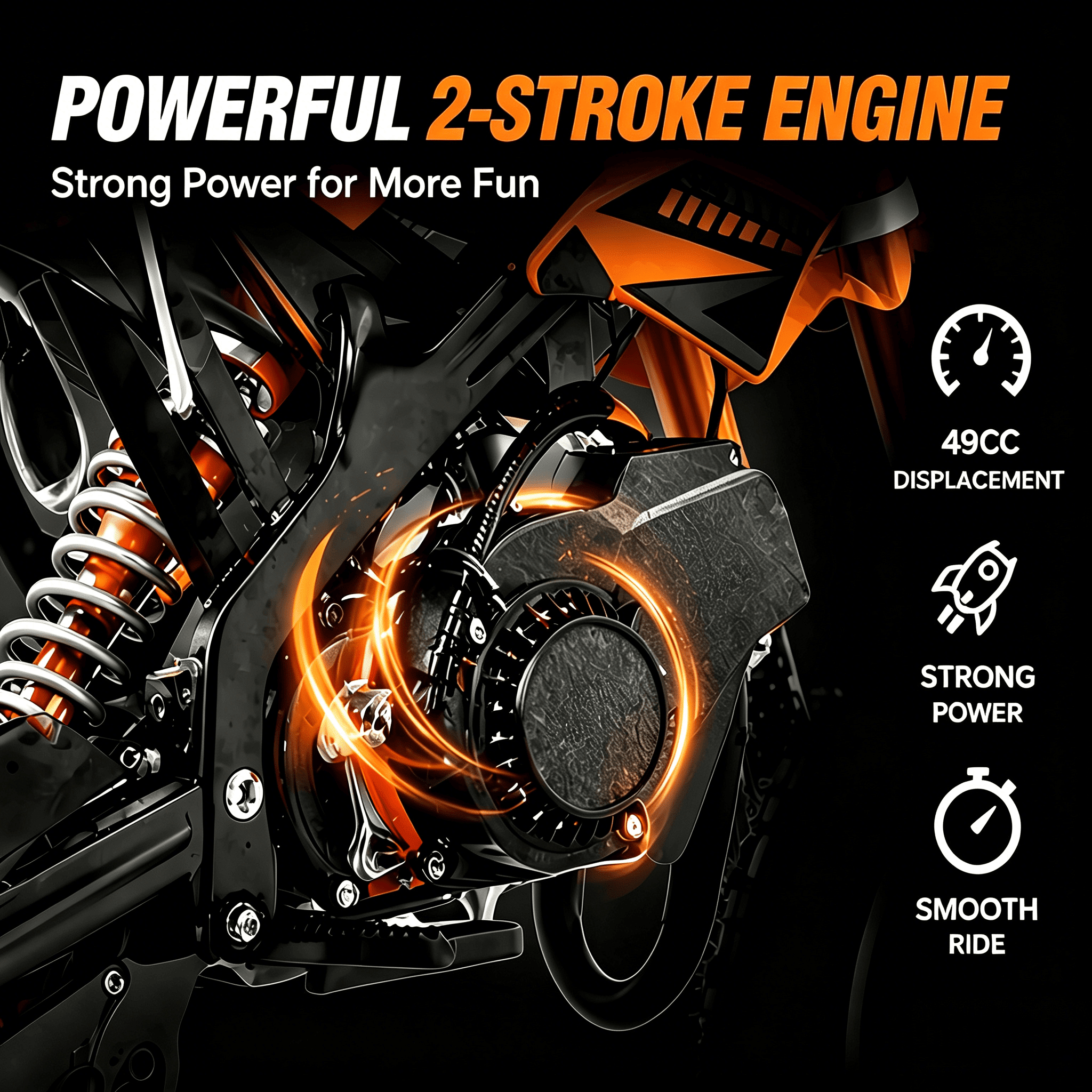 Ktoebyco 49cc Kids Dirt Bike for Ages Ages 7-13, Gasoline Powered 2-Stroke 1-Seater Mini Motorcycle, 1.5L Fuel Tank,Orange