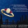 thumbnail image 2 of Gem Stone King 18K Yellow Gold Plated Silver White Ethiopian Opal and Red Created Ruby Engagement Ring for Women | 1.01 Cttw | Oval Cabochon 7X5MM | Gemstone October Birthstone | Size 7, 2 of 6