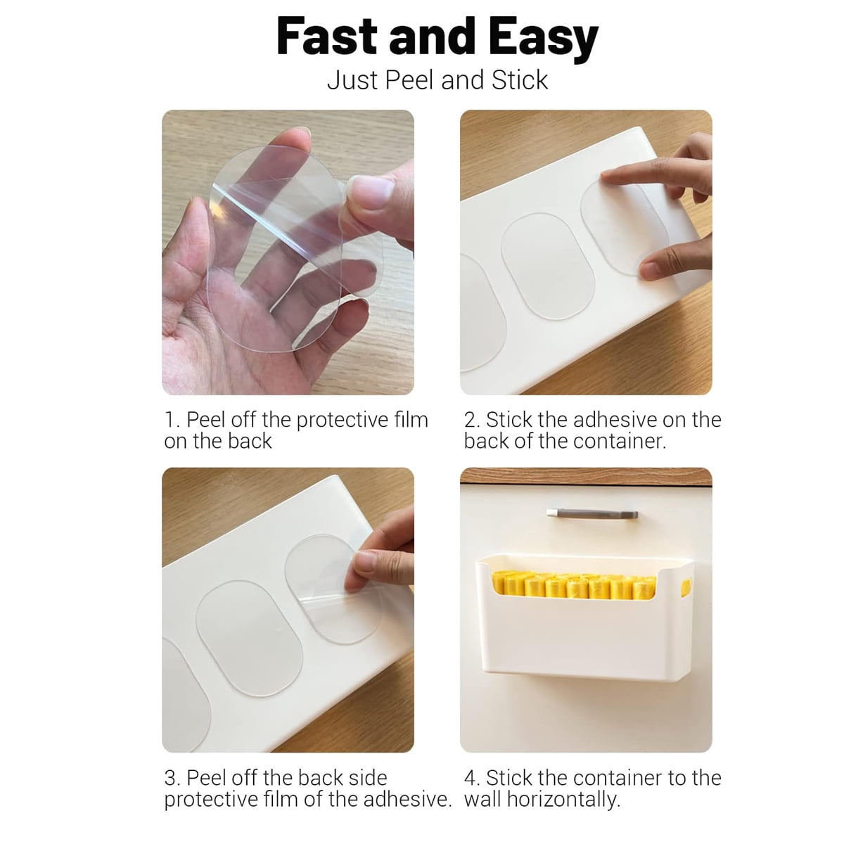 GIXUSIL Mount Inside Cabinet Door Organizer Storage Lid, Adhesive Slim Space Kitchen Pantry Organizers, Small Items Organiser Storage Box for Closet Bathroom (4 Pieces, White)