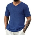 thumbnail image 2 of DPTALR George Men's Short Sleeve Classic V-Neck T-Shirts,Casual Summer Basic Tees,Blue,Big and Tall Men L, 2 of 6