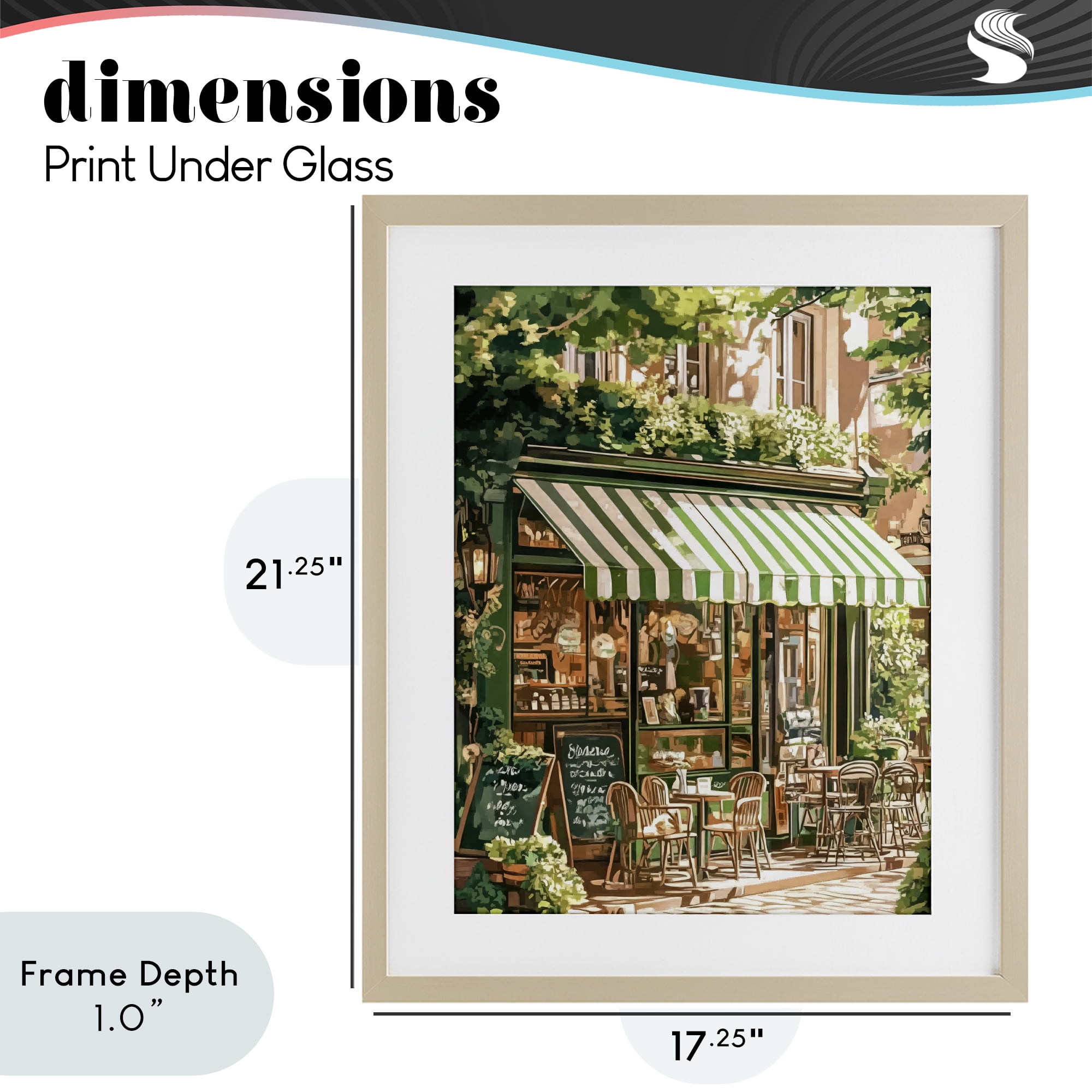 Stupell Industries Coffee Shop Awning & Greenery Birch Framed Print Under Glass, design by LSR Design Studio