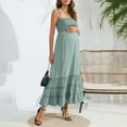 thumbnail image 3 of Sleeveless Maternity Dress Women's Summer Spaghetti Strap Smocked Tiered Flowy Maxi Dress, 3 of 5