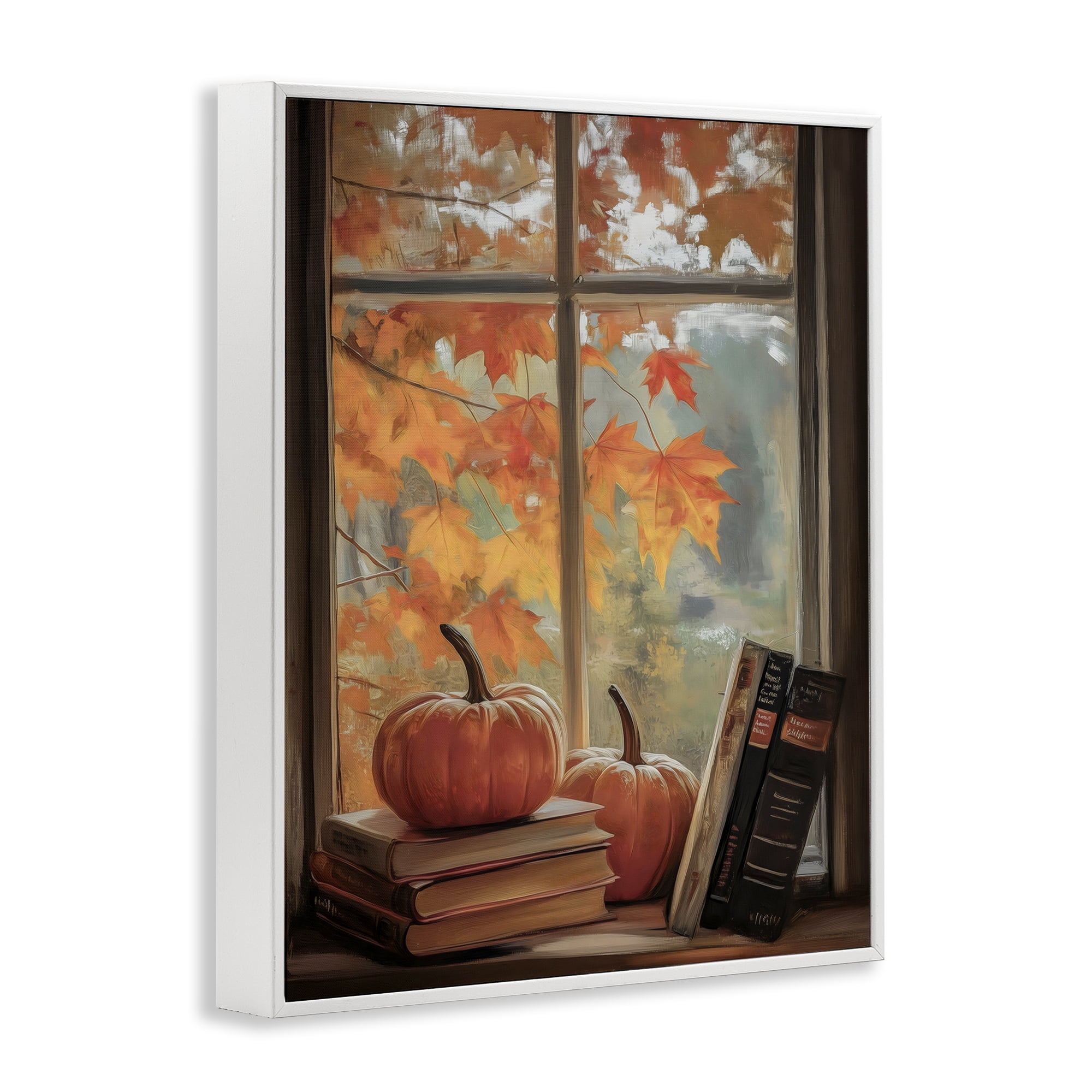 Cozy Fall Window Books White Framed Giclee Art, design by Arlington Prints