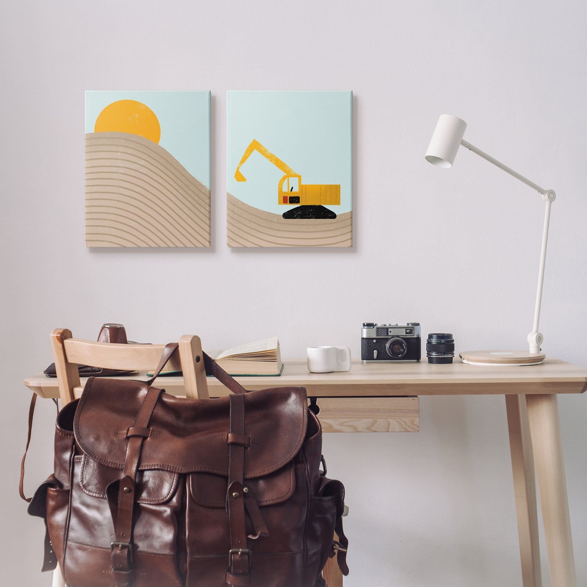 Stupell Industries Construction Truck Under Desert Sun Mountain Wave,2pc, each 24 x 30,Designed by Daphne Polselli