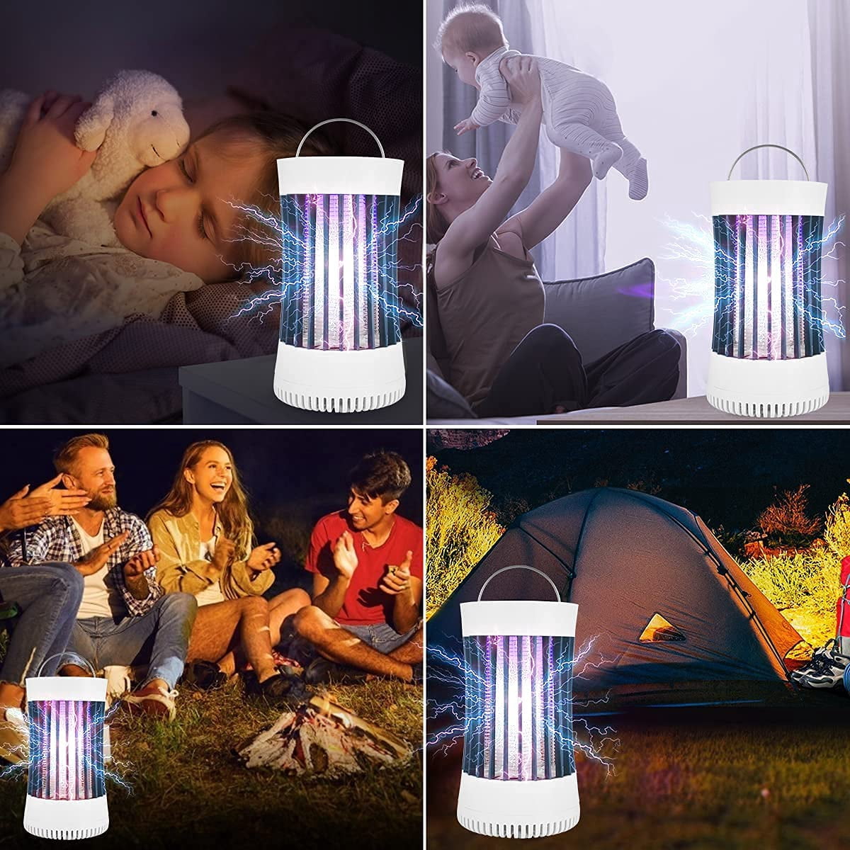 Bug Zapper, USB Rechargeable Indoor & Outdoor Mosquito Killer Trap Lamp Light with 2000mah Battery, Suction Fan, Electric Portable Mosquito Fly Zapper for Home, Camping, Gnats, Backyard, Patio