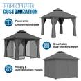 thumbnail image 5 of Sunmthink Outdoor Gazebo for Patio 10'x10', Metal Frame Canopy with Double Roofs, Heavy Duty Party Tent and Shelter with Mosquito Netting and Privacy Screen for Backyard,Garden,Deck (Gray), 5 of 9