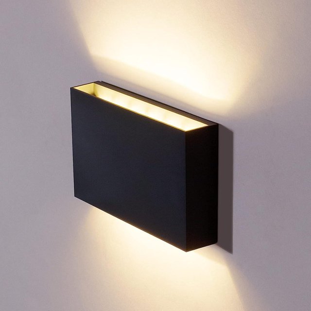 Aplique De Pared Exterior Interior 12w Led Moderno Impermeable Ip65 Aplique Diseño Arriba Abajo, Lámpara De Pared De Plástico Blanco Cálido 3000k para Jardín Patio Camino Sala De Estar Roo