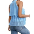 thumbnail image 4 of Women's Layered Ruffle Hem Sleeveless Halter Chiffon Blouse Flowy Tank Tops S, 4 of 10