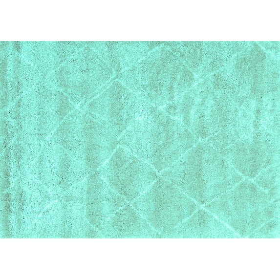 Ahgly Company Machine Washable Indoor Rectangle Trellis Turquoise Blue Modern Area Rugs, 4' x 6'
