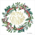thumbnail image 2 of Seven Trees Design 12x12 Gold Ornate Wood Framed with Double Matting Museum Art Print Titled - Merry Christmas Holly Wreath, 2 of 4