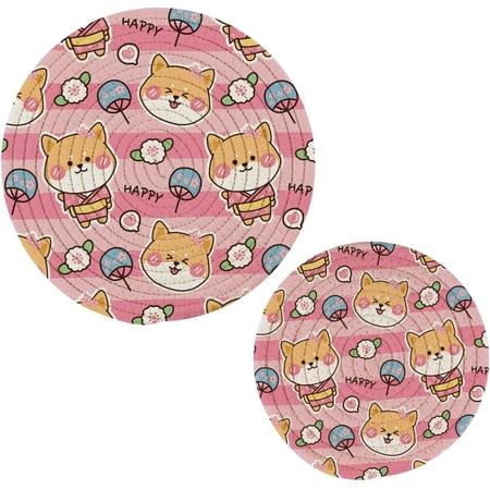

Tangkunup Cute Dog Trivets Pot Holders Set of 2 Decoration Potholders for Kitchens Pure Cotton Thread Weave Trivets Hot Pads for Kitchens Coasters Placemats Spoon Rest for Cooking