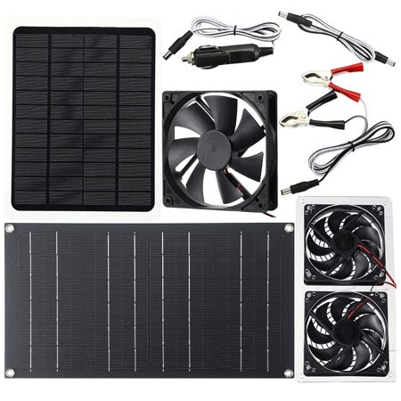 

Fovolat Solar Panel Fan Kit IPX7 Waterproof 10W Solar Attic Fans Solar Exhaust Fan with DC or USB output for Home Attic RV Outdoor gently