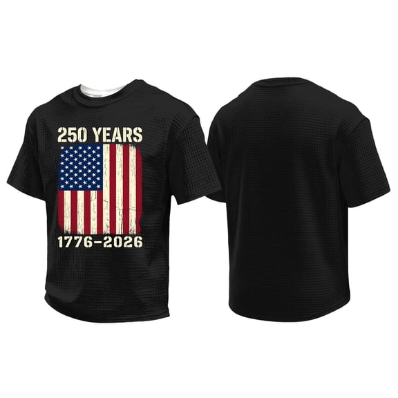 LNZGNM Men's Graphic T-Shirts American Flag 1776-2026 Short Sleeve T-Shirt Star Stripes Graphic Crewneck Shirt Fashion Memorial Day Tee Shirts,Black XL