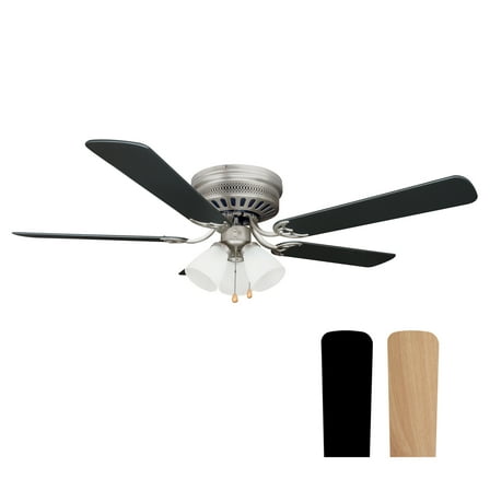 Design House Millbridge 52" Hugger Ceiling Fan with LED Light Kit, 5 Reversible Blades, Satin Nickel