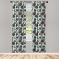 thumbnail image 3 of Ambesonne Floral Curtains, Flower Ornaments Retro, Pair of 28"x63", Pale Blue Brown, 3 of 5