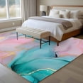 thumbnail image 4 of Teal Pink Marble Area Rug 5x8 FT, Non Slip Bedroom Throw Carpet, Abstract Ink Painting Modern Luxury Washable Soft Floor Carpet Non-Shedding Rug for Living Room Nursery Dorm Office, 4 of 9