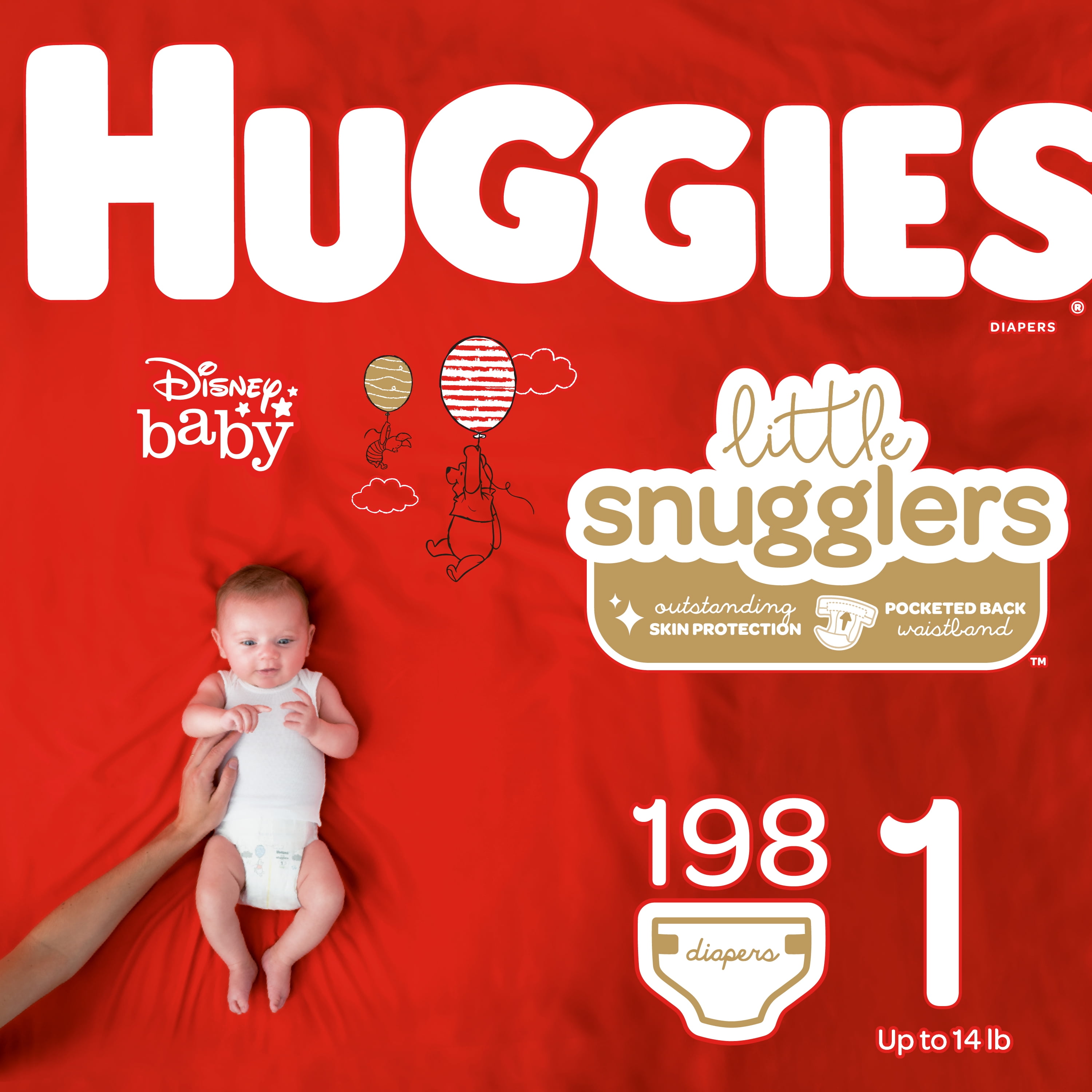 HUGGIES Little Snugglers Diapers Size 1, 198 Count