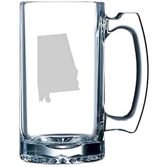 Alabama States Etched 25oz Beer Mug