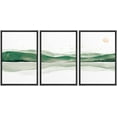 thumbnail image 3 of PixonSign Canvas Print Wall Art Set Abstract Green Rolling Hills Geometric Wilderness Illustrations Modern Art Rustic Landscape Pastel for Living Room, Bedroom, Office - 16"x24"x3 Black, 3 of 5