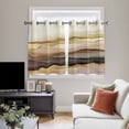 thumbnail image 5 of Marble Brown Gold Kitchen Curtains Short 45 Inch Length, Abstract Watercolor Geometric Rock Grommet Top Bedroom Living Room Curtains, Light Filtering Cafe Curtain Drapes 2 Panels Set 84''x45'', 5 of 9