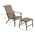 thumbnail image 2 of Outdoor Patio Chaise Lounges Chair, Recliner Chairs with Ottoman, All-Weather Textilene Chaise Lounge with Metal Frame, Outdoor Lounge Chairs for Patio, Backyard, Deck, Brown, 2 of 3